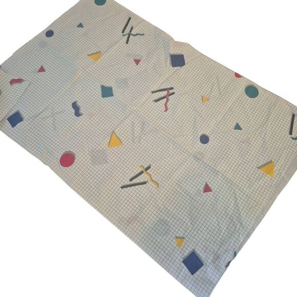 Fabric, White, Gray, Primary Colors Cotton Geometric 60" wide x 1.25 yds - Picture 2 of 6